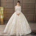 2020 newest style winter lace long sleeve floor length bridal wedding dress